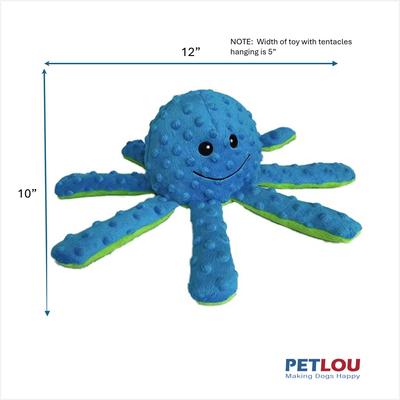 Show full view: Petlou Dotty Friends Octopus Squeaky Plush Dog Toy, Blue, 10-in slide 3 of 5