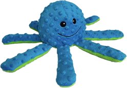 Petlou Dotty Friends Octopus Squeaky Plush Dog Toy, Blue, 10-in