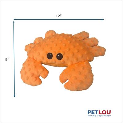 Show full view: Petlou Dotty Friends Crab Squeaky Plush Dog Toy, Orange, 12-in slide 3 of 5