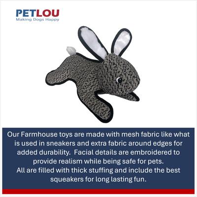 Show full view: Petlou Farmhouse Rabbit Squeaky Plush Dog Toy, Grey, 15-in slide 5 of 6