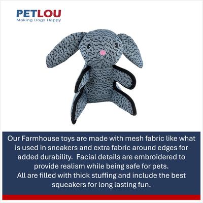 Show full view: Petlou Farmhouse Rabbit Squeaky Plush Dog Toy, Blue, 10-in slide 4 of 5