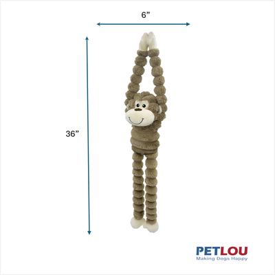 Show full view: Petlou Zoo Friends LL Monkey Squeaky Plush Dog Toy, Brown, 36-in slide 4 of 6
