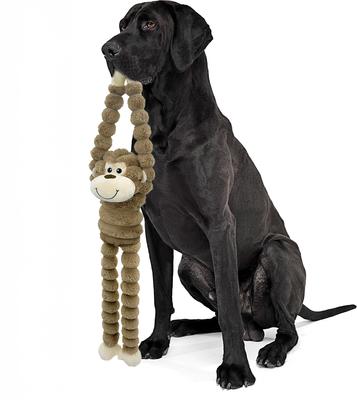 Show full view: Petlou Zoo Friends LL Monkey Squeaky Plush Dog Toy, Brown, 36-in slide 3 of 6