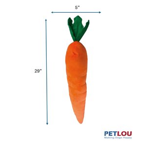 Petlou Carrot Squeaky Plush Dog Toy, Orange, 29-in