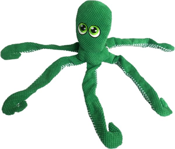 Show full view: Petlou Octopus Squeaky Plush Dog Toy, Green, 28-in slide 1 of 6