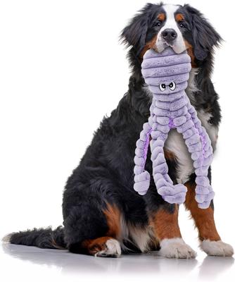 Show full view: Petlou King Octopus Squeaky Plush Dog Toy, Purple, 26-in slide 2 of 5