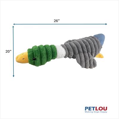 Show full view: Petlou Farm Friends Mallard Duck Squeaky Plush Dog Toy, Grey, 26-in slide 3 of 6