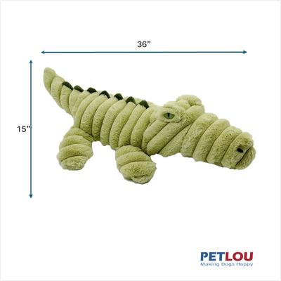 Show full view: Petlou Zoo Friends Alligator Squeaky Plush Dog Toy, Green, 36-in slide 3 of 6