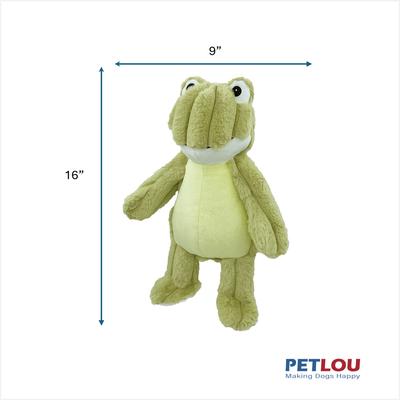 Show full view: Petlou Farm Friends Frog Squeaky Plush Dog Toy, Green, 16-in slide 3 of 6