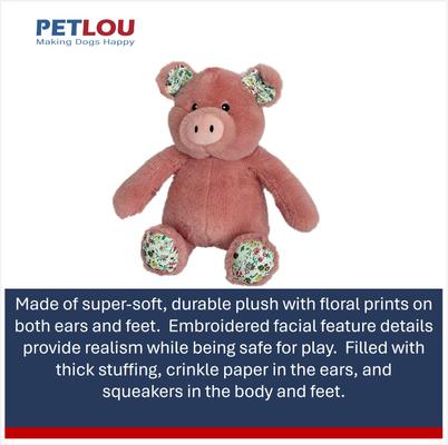 Show full view: Petlou Pig Squeaky Plush Dog Toy, Mauve, 15-in slide 5 of 6