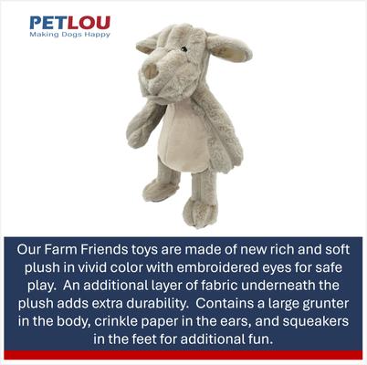 Show full view: Petlou Farm Friends Dog Squeaky Plush Dog Toy, Brown, 16-in slide 4 of 6