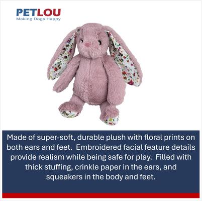 Show full view: Petlou Rabbit Squeaky Plush Dog Toy, Mauve, 15-in slide 4 of 6