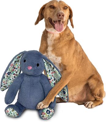 Show full view: Petlou Rabbit Squeaky Plush Dog Toy, Blue, 15-in slide 2 of 6