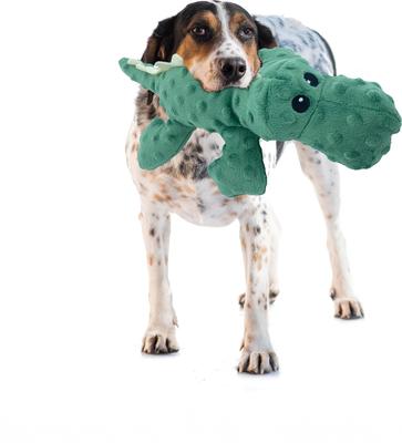 Show full view: Petlou Dotty Friends Crocodile Squeaky Plush Dog Toy, Green, 14-in slide 2 of 5