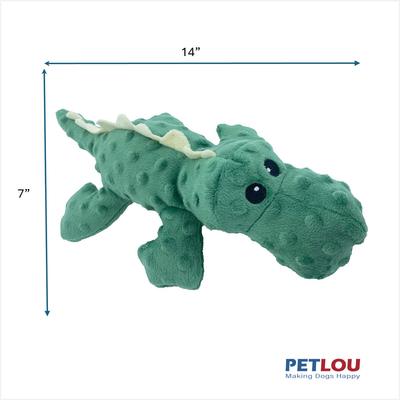 Show full view: Petlou Dotty Friends Crocodile Squeaky Plush Dog Toy, Green, 14-in slide 3 of 5