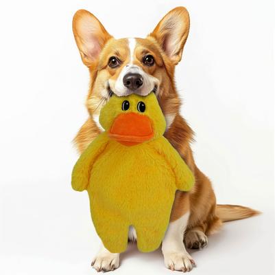 Show full view: Petlou Floppy Duck Squeaky Plush Dog Toy, Yellow, 13-in slide 3 of 6