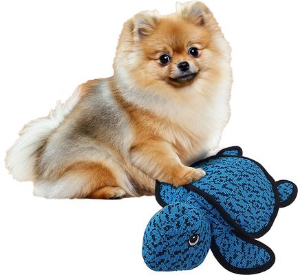 Show full view: Petlou Farmhouse Turtle Squeaky Plush Dog Toy, Blue, 11-in slide 2 of 5