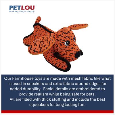 Show full view: Petlou Farmhouse Dog Squeaky Plush Dog Toy, Orange, 11-in slide 4 of 5