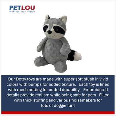 Show full view: Petlou Dotty Friends Raccoon Squeaky Plush Dog Toy, Grey, 12-in slide 4 of 5