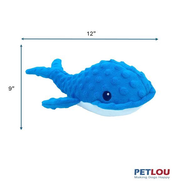 Show full view: Petlou Dotty Friends Whale Squeaky Plush Dog Toy, Blue, 12-in slide 3 of 5