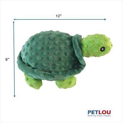 Show full view: Petlou Dotty Friends Turtle Squeaky Plush Dog Toy, Green, 12-in slide 3 of 6