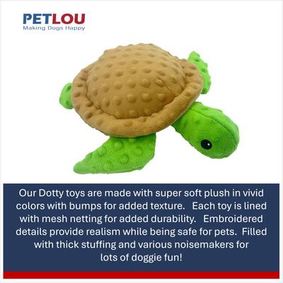 Show full view: Petlou Dotty Friends Tortoise Squeaky Plush Dog Toy, Green, 12-in slide 4 of 6