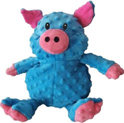 Petlou Dotty Friends Pig Squeaky Plush Dog Toy, Blue, 12-in