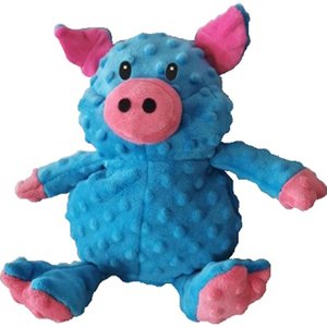 Petlou Dotty Friends Pig Squeaky Plush Dog Toy, Blue, 12-in