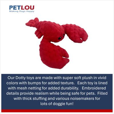 Show full view: Petlou Dotty Friends Lobster Squeaky Plush Dog Toy, Red, 12-in slide 4 of 6