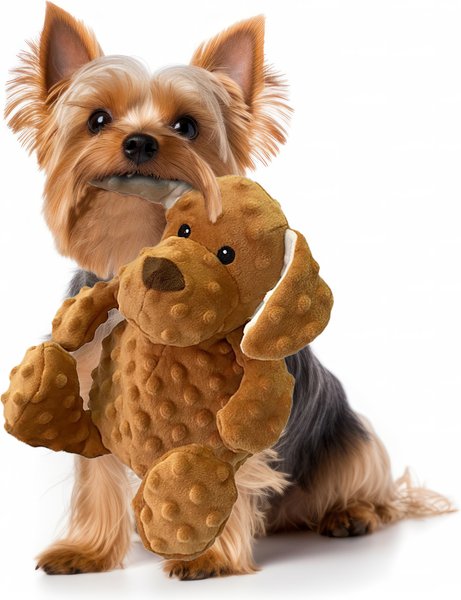 Show full view: Petlou Dotty Friends Dog Squeaky Plush Dog Toy, Brown, 12-in slide 2 of 6