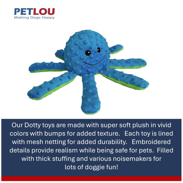Petlou Dotty Friends 2.0-Twin Pack Octopi Squeaky Plush Dog Toy