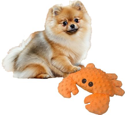 Show full view: Petlou Dotty Friends Crab Squeaky Plush Dog Toy, Orange, 12-in slide 2 of 5