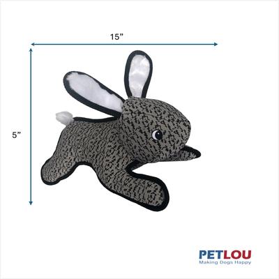 Show full view: Petlou Farmhouse Rabbit Squeaky Plush Dog Toy, Grey, 15-in slide 4 of 6
