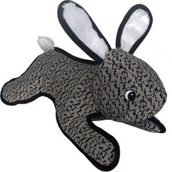 Petlou Farmhouse Rabbit Squeaky Plush Dog Toy, Grey, 15-in
