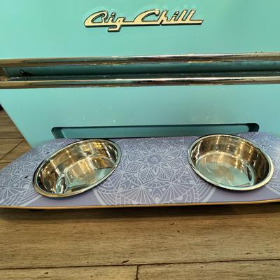 Show full view: Funky Flies Dream Catcher SkateBowls Stainless Steel Elevated Cat Bowls, 3-cup, Purple slide 5 of 9