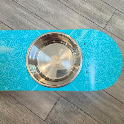 Show full view: Funky Flies Dream Catcher SkateBowls Stainless Steel Elevated Cat Bowls, 3-cup, Aqua slide 6 of 10