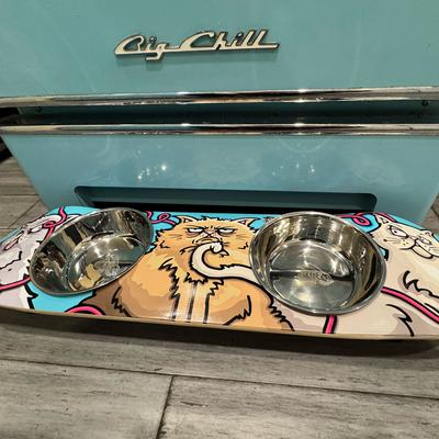 Show full view: Funky Flies Cats with Attitude SkateBowls Stainless Steel Elevated Cat Bowls, 3-cup slide 5 of 10