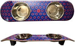 Funky Flies Phunky Donuts SkateBowls Stainless Steel Elevated Cat Bowls, 3-cup