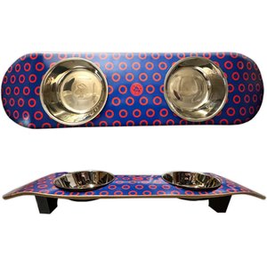 Funky Flies Phunky Donuts SkateBowls Stainless Steel Elevated Cat Bowls, 3-cup