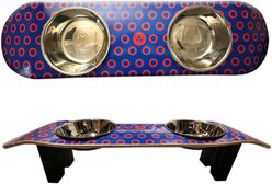 Funky Flies Phunky Donuts SkateBowls Stainless Steel Elevated Dog Bowls, 3-cup