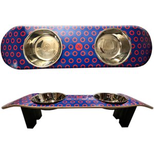 Funky Flies Phunky Donuts SkateBowls Stainless Steel Elevated Dog Bowls, 3-cup