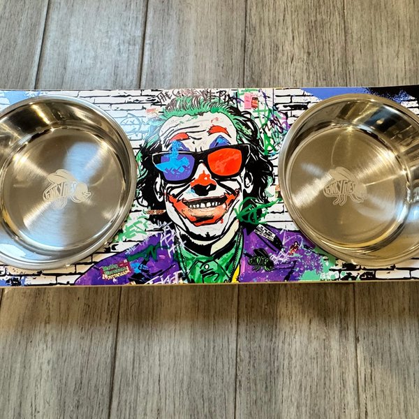 Funky Flies Villains In 3D SkateBowls Stainless Steel Elevated Dog Bowls, 3-cup