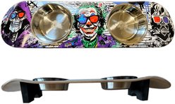 Funky Flies Villains In 3D SkateBowls Stainless Steel Elevated Cat Bowls, 3-cup