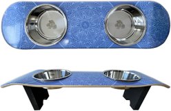 Funky Flies Dream Catcher SkateBowls Stainless Steel Elevated Dog Bowls, 3-cup, Purple