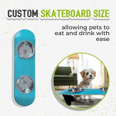 Show full view: Funky Flies Dream Catcher SkateBowls Stainless Steel Elevated Dog Bowls, 3-cup, Aqua slide 6 of 10