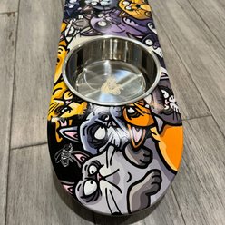 Funky Flies Cat Posse SkateBowls Stainless Steel Elevated Cat Bowls, 3-cup slide 2 of 8