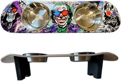 Funky Flies Villains In 3D SkateBowls Stainless Steel Elevated Dog Bowls, 3-cup