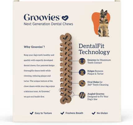 Show full view: Groovies Original X-Large Chicken Flavor Dental Dog Chews, 12 count, individually wrapped slide 3 of 10