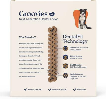 Show full view: Groovies Original Large Chicken Flavor Dental Dog Chews, 18 count, individually wrapped slide 3 of 10