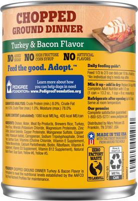 Show full view: Pedigree Chopped Ground Dinner Turkey & Bacon Flavor Adult Canned Wet Dog Food, 13.2-oz, case of 12 slide 3 of 12